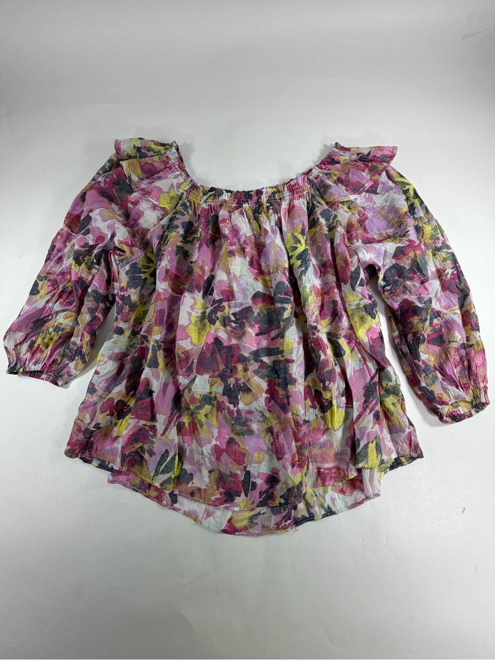Zac & Rachel Cottagecore Floral Off Shoulder Peasant Blouse Medium